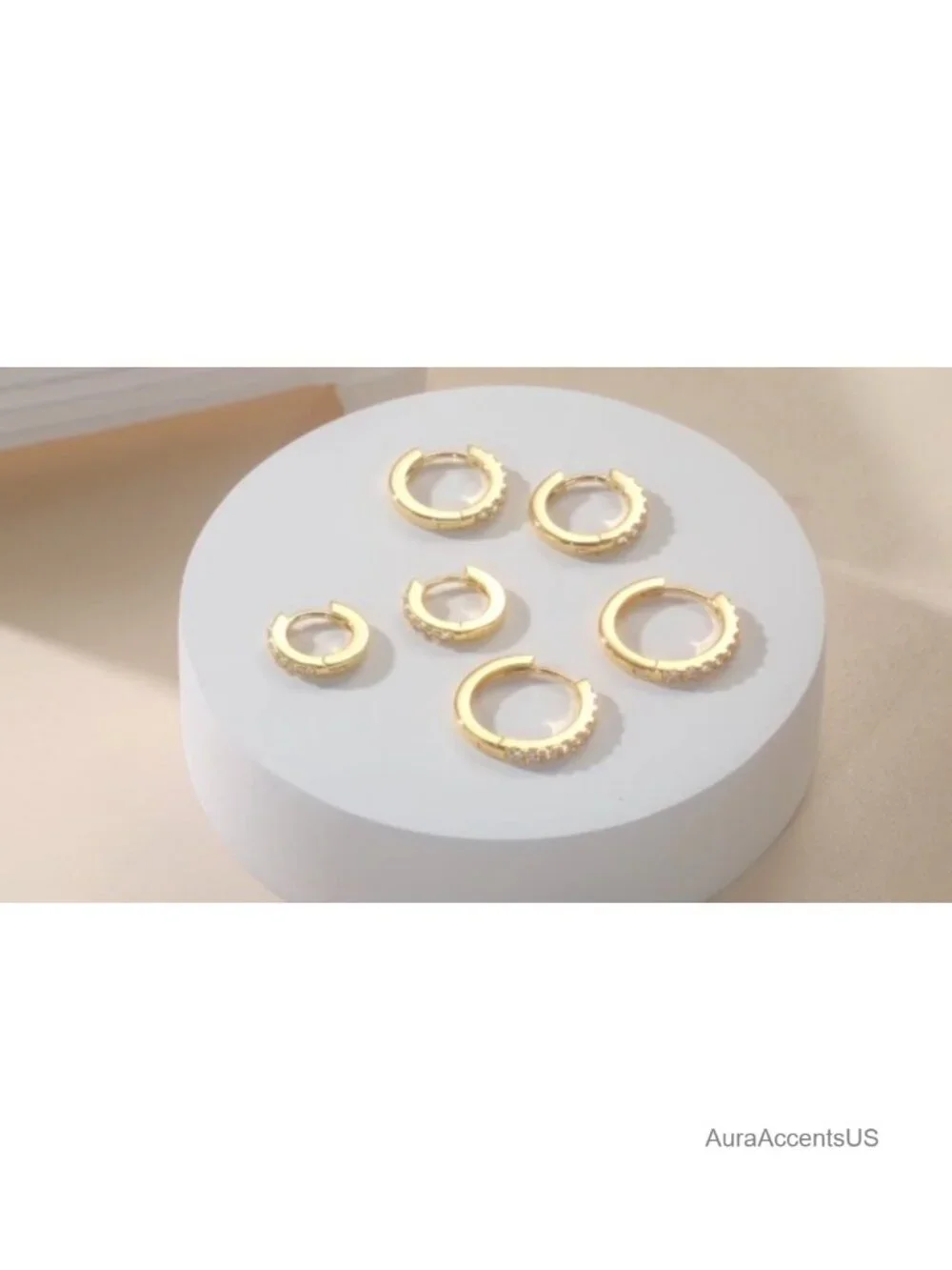 14K Gold Plated Hoop Earrings Women Dainty Sleek Chic